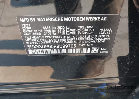 2024 BMW X3 M40I from USA, damaged, VIN 5UX83DP00R9U99705